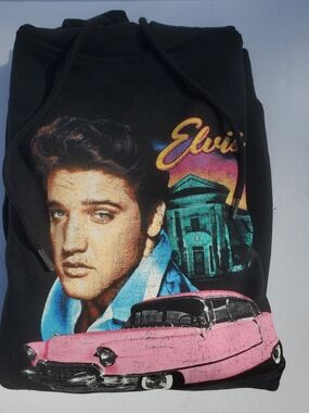 Elvis Presley Black Hoodie King of Rock & Roll 2XL Original Rock & Pop Music